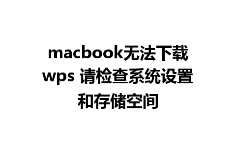 macbook无法下载wps 请检查系统设置和存储空间