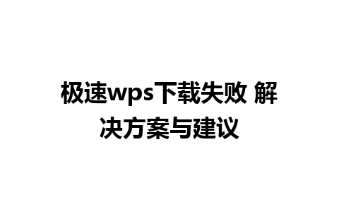 极速wps下载失败 解决方案与建议