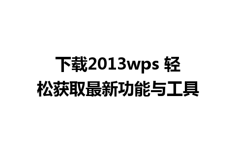 下载2013wps 轻松获取最新功能与工具