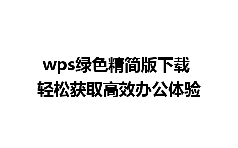 wps绿色精简版下载 轻松获取高效办公体验