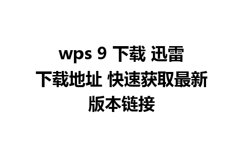 wps 9 下载 迅雷下载地址 快速获取最新版本链接