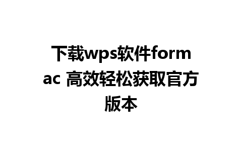 下载wps软件formac 高效轻松获取官方版本