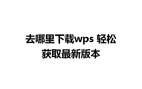 去哪里下载wps 轻松获取最新版本