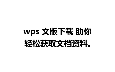 wps 文版下载 助你轻松获取文档资料。