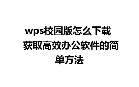 wps校园版怎么下载  获取高效办公软件的简单方法