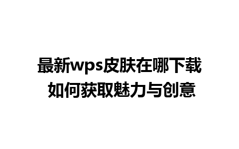 最新wps皮肤在哪下载 如何获取魅力与创意