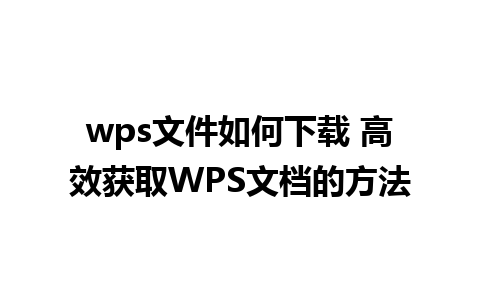 wps文件如何下载 高效获取WPS文档的方法