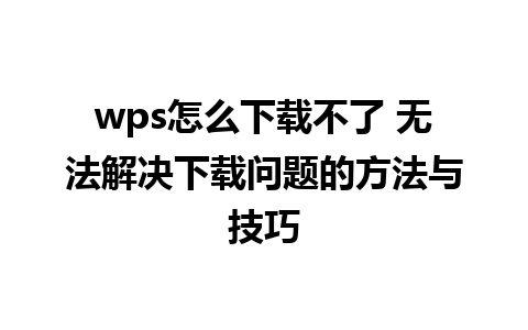 wps怎么下载不了 无法解决下载问题的方法与技巧