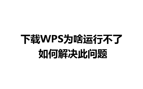 下载WPS为啥运行不了 如何解决此问题