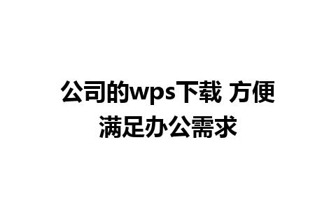 公司的wps下载 方便满足办公需求