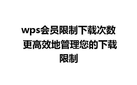 wps会员限制下载次数 更高效地管理您的下载限制