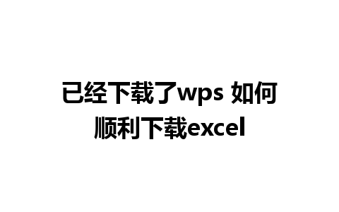 已经下载了wps 如何顺利下载excel