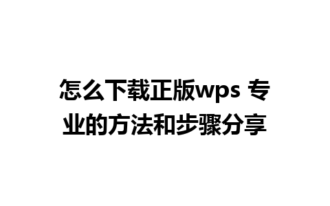 怎么下载正版wps 专业的方法和步骤分享