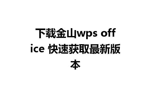 下载金山wps office 快速获取最新版本