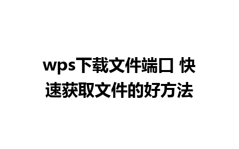 wps下载文件端口 快速获取文件的好方法