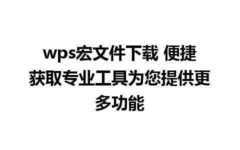 wps宏文件下载 便捷获取专业工具为您提供更多功能