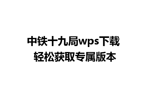 中铁十九局wps下载 轻松获取专属版本