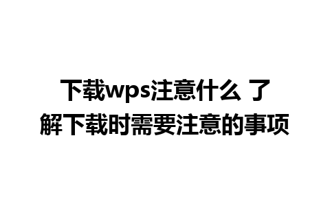 下载wps注意什么 了解下载时需要注意的事项