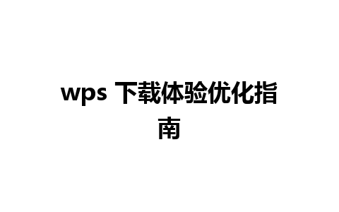 wps 下载体验优化指南 