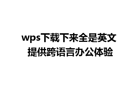 wps下载下来全是英文 提供跨语言办公体验