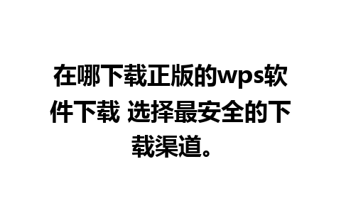 在哪下载正版的wps软件下载 选择最安全的下载渠道。