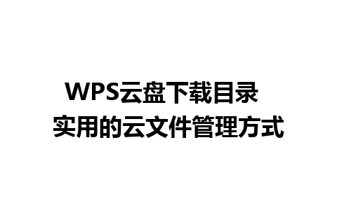 WPS云盘下载目录  实用的云文件管理方式