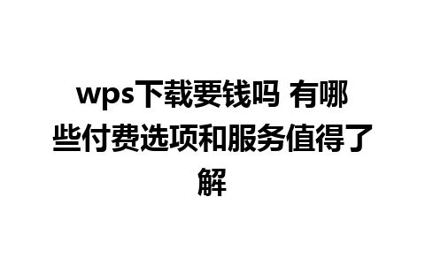 wps下载要钱吗 有哪些付费选项和服务值得了解