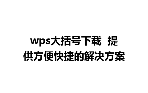 wps大括号下载  提供方便快捷的解决方案