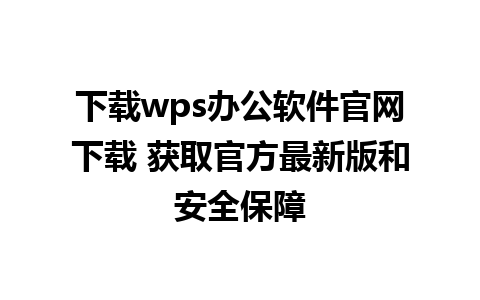 下载wps办公软件官网下载 获取官方最新版和安全保障