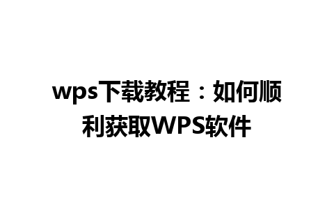 wps下载教程：如何顺利获取WPS软件