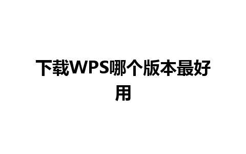 下载WPS哪个版本最好用