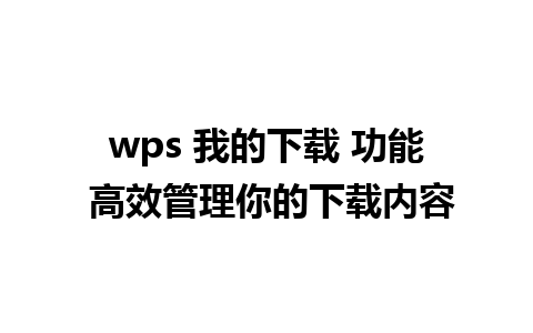 wps 我的下载 功能 高效管理你的下载内容