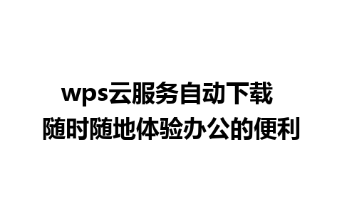 wps云服务自动下载 随时随地体验办公的便利