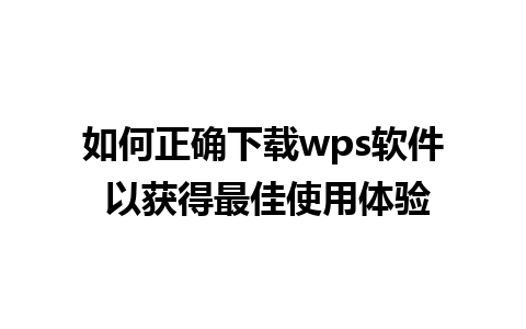 如何正确下载wps软件 以获得最佳使用体验