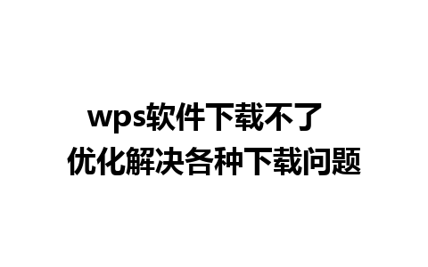 wps软件下载不了  优化解决各种下载问题