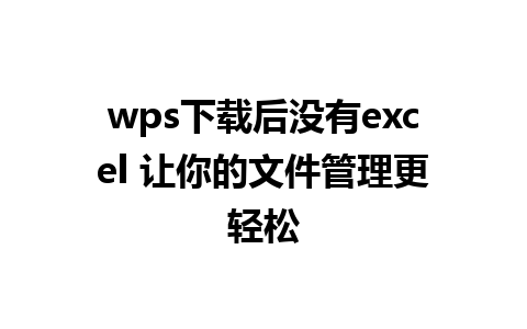 wps下载后没有excel 让你的文件管理更轻松