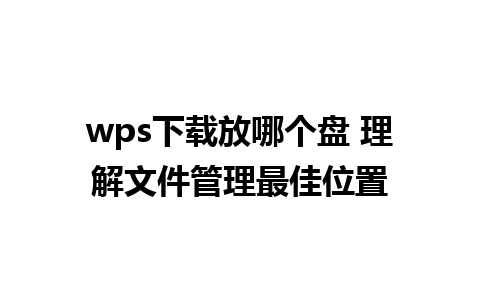 wps下载放哪个盘 理解文件管理最佳位置