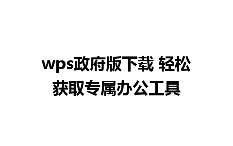 wps政府版下载 轻松获取专属办公工具