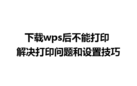 下载wps后不能打印 解决打印问题和设置技巧