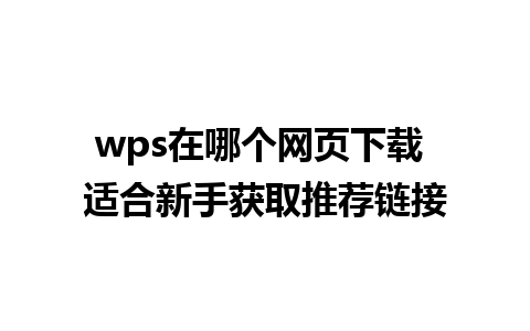 wps在哪个网页下载 适合新手获取推荐链接