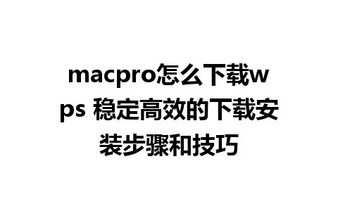 macpro怎么下载wps 稳定高效的下载安装步骤和技巧