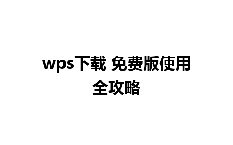 wps下载 免费版使用全攻略