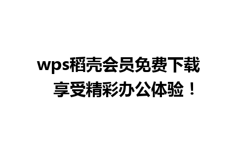 wps稻壳会员免费下载  享受精彩办公体验！