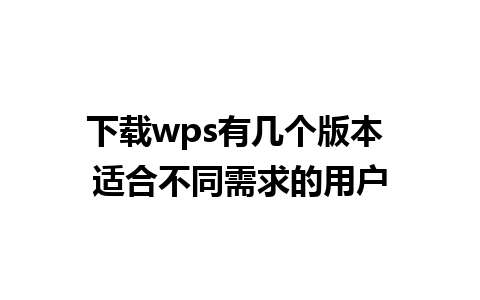 下载wps有几个版本 适合不同需求的用户