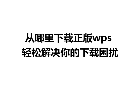 从哪里下载正版wps 轻松解决你的下载困扰