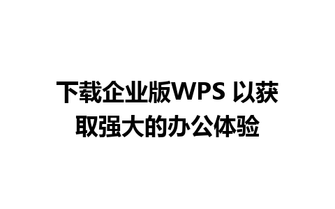 下载企业版WPS 以获取强大的办公体验