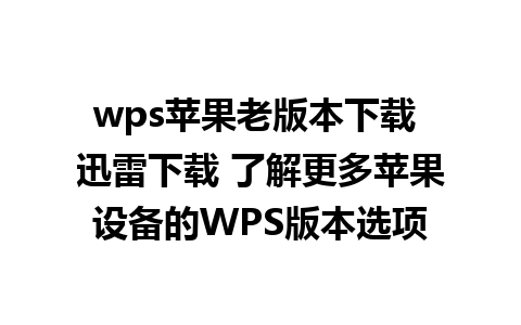 wps苹果老版本下载 迅雷下载 了解更多苹果设备的WPS版本选项