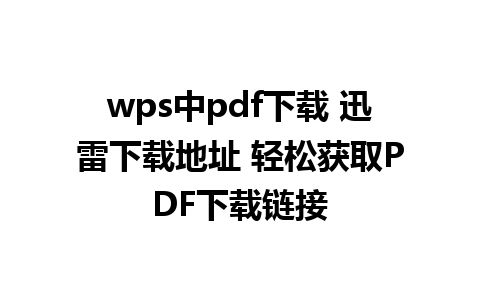 wps中pdf下载 迅雷下载地址 轻松获取PDF下载链接