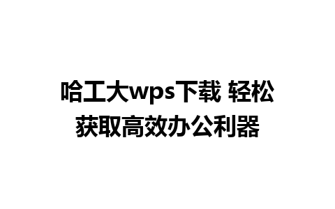 哈工大wps下载 轻松获取高效办公利器