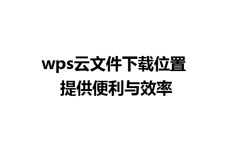 wps云文件下载位置 提供便利与效率